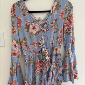 Billabong Blue Floral Romper - Size M